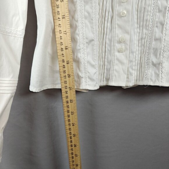 Emanuel Ungaro Women's White Pintuck Long Sleeve Button Down Shirt Size 6 - Picture 2 of 13